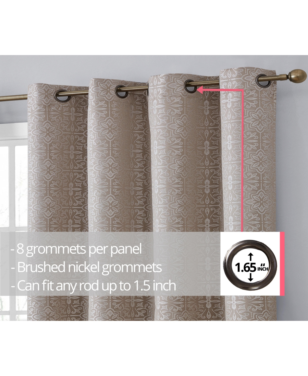 Hlc.me Mia Moroccan Tile 100% Complete Blackout Heavy Thermal Insulated Heat/Cold/Uv Absorbing Grommet Curtain Drapery Panels for Bedroom & Living Roo