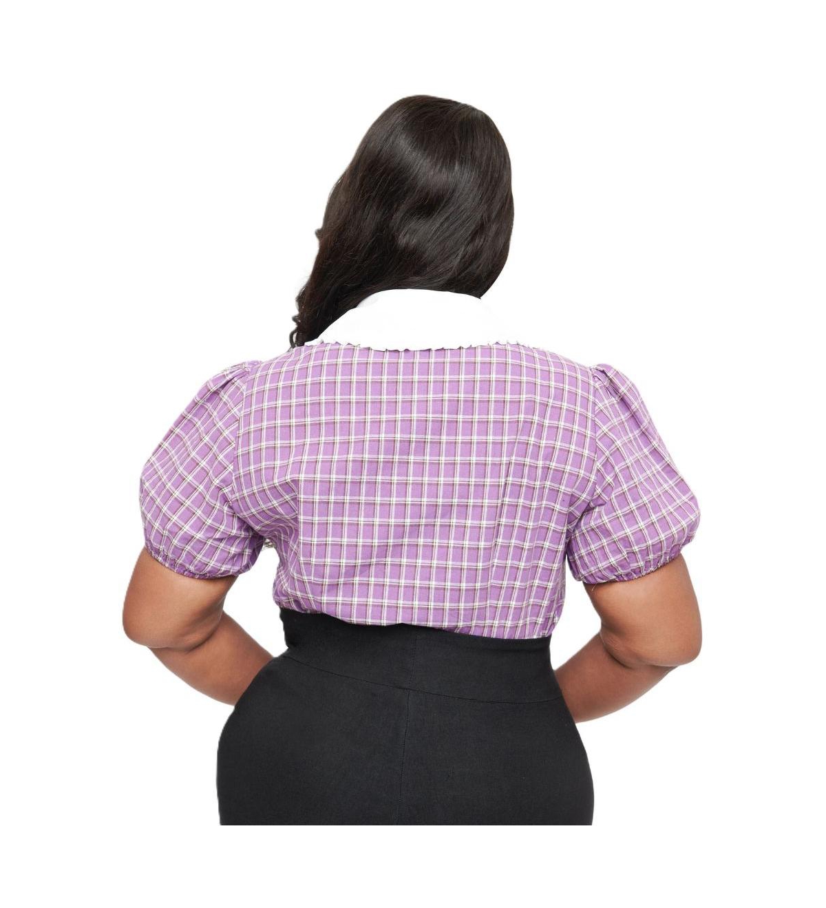 Unique Vintage Plus Size Short Sleeve Oversized Collar Blouse