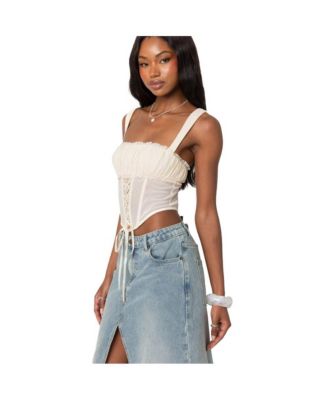 Dafne gathered sheer mesh corset