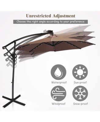360° Rotation Solar Powered LED Patio Offset Umbrella without Weight Base