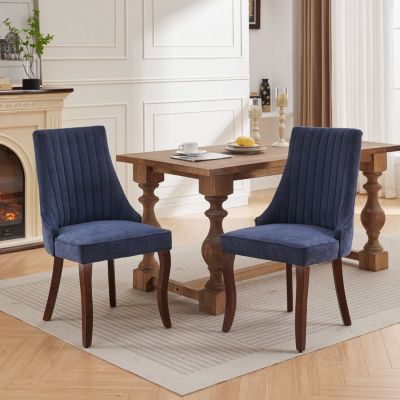 Flocking Dining Chairs with High Backrest (Set of 2)
