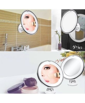 10x Magnifying Lighted Makeup Mirror 360° Rotation with Suction Cup