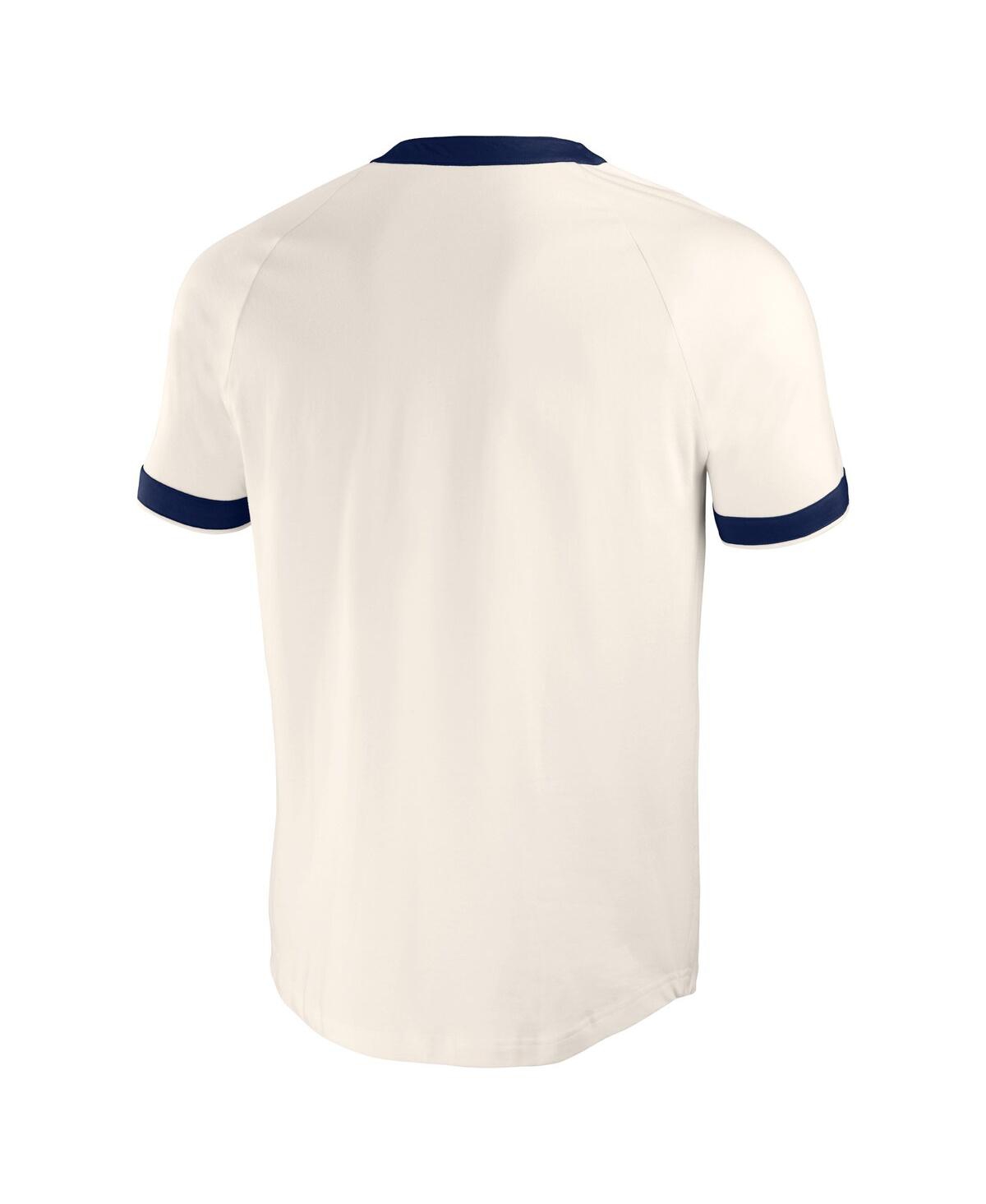 Fanatics Men's White Tampa Bay Rays Henley Raglan T-shirt In Heather Navy