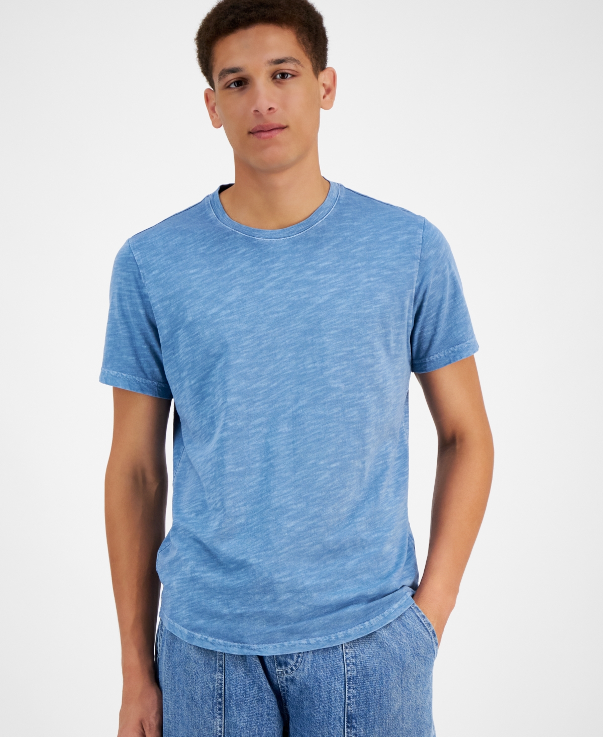 Shop Sun + Stone Men's Sun Kissed Regular-fit Curved Hem T-shirt, Created For Macy's In Hydrogen