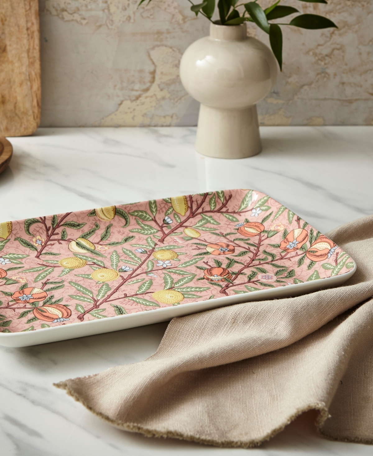 Spode Morris & Co. Fruit Serving Tray In Pink