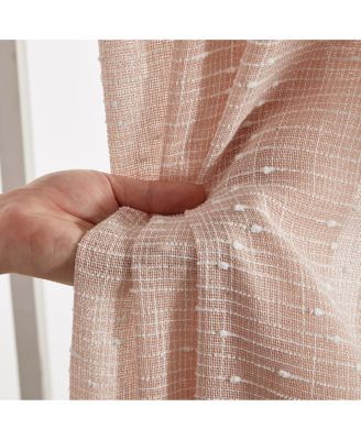 Emily Faux Linen Semi Sheer Light Filtering Transparent Grommet Lightweight Window Curtains Drapery Panels, 2 Panels