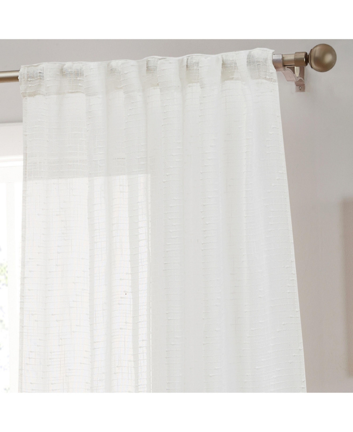 Hlc.me Emily Faux Linen Semi Sheer Transparent Rod Pocket Back Tab Lightweight Window Curtains Wide Panels