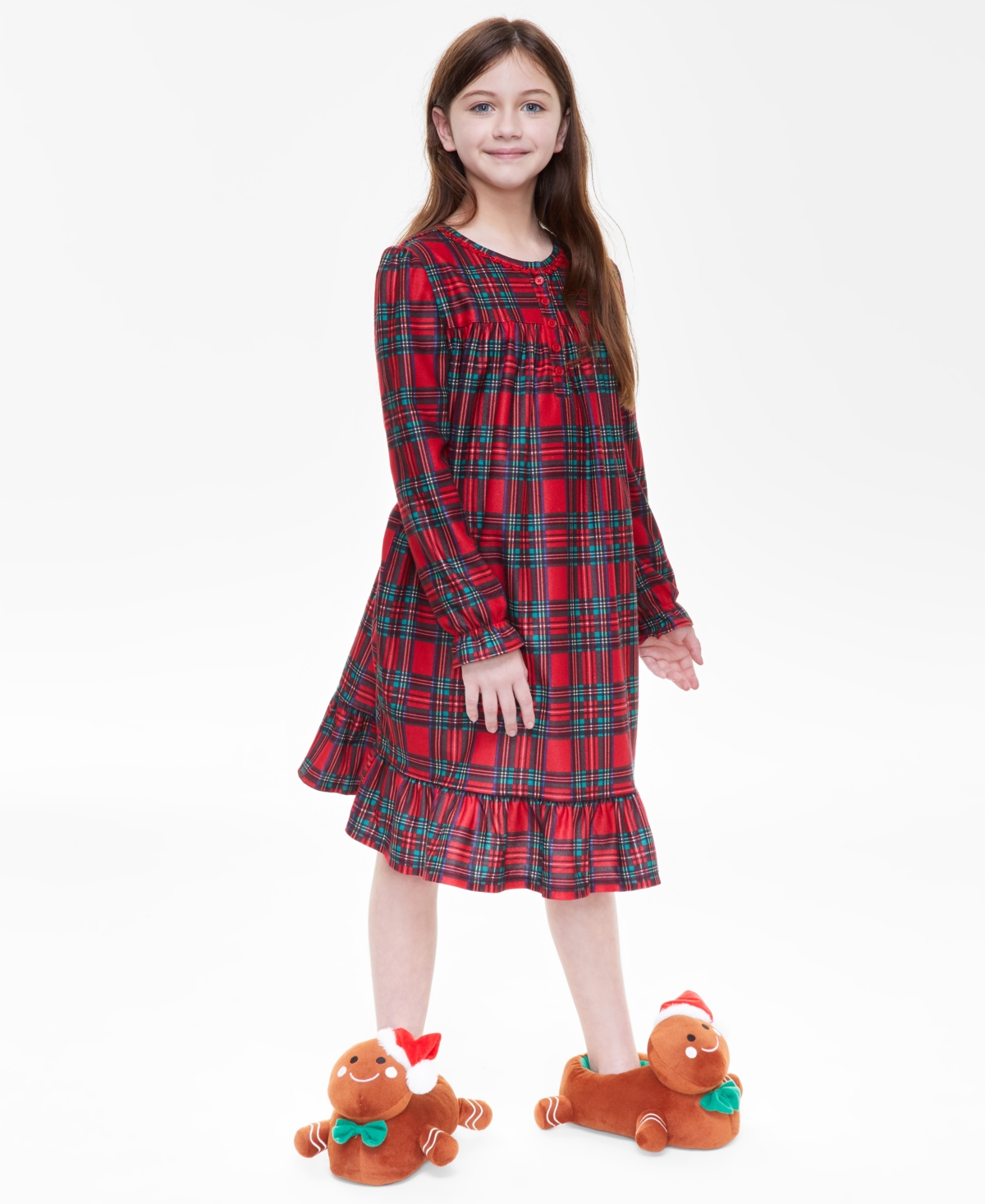 FAMILY PAJAMAS LITTLE & BIG KIDS BRINKLEY PLAID MATCHING FAMILY PAJAMAS NIGHTGOWN, CREATED FOR MACY'S 