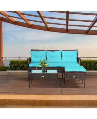 3 Pieces Patio Furniture Sectional Set with 5 Cozy Cushions