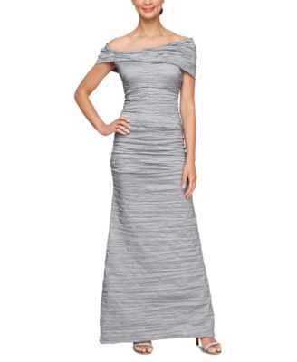 Alex evening off the shoulder gown best sale