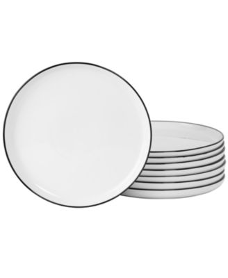 Oslo 8 Piece Porcelain Dinner Plate Set - Black Rim
