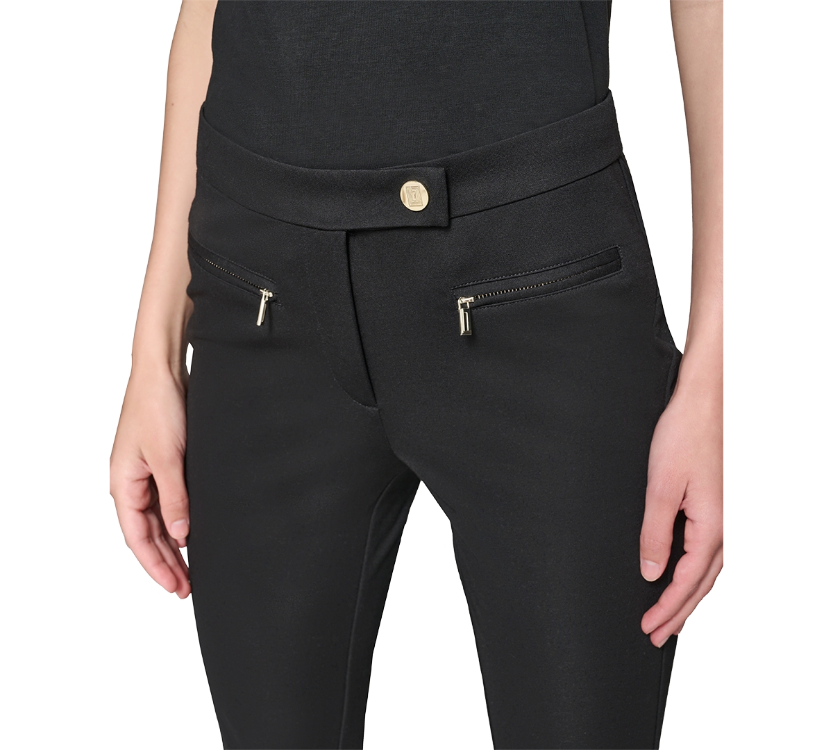 Karl Lagerfeld Paris Women's Zip-Pocket Ankle Ponte Pants