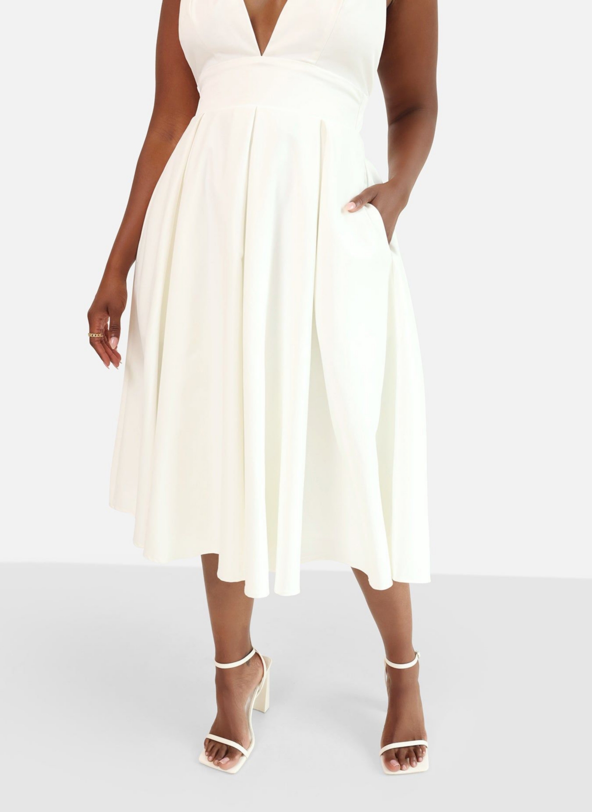 Rebdolls Plus Size Iris Criss Cross Back Midi Skater Dress
