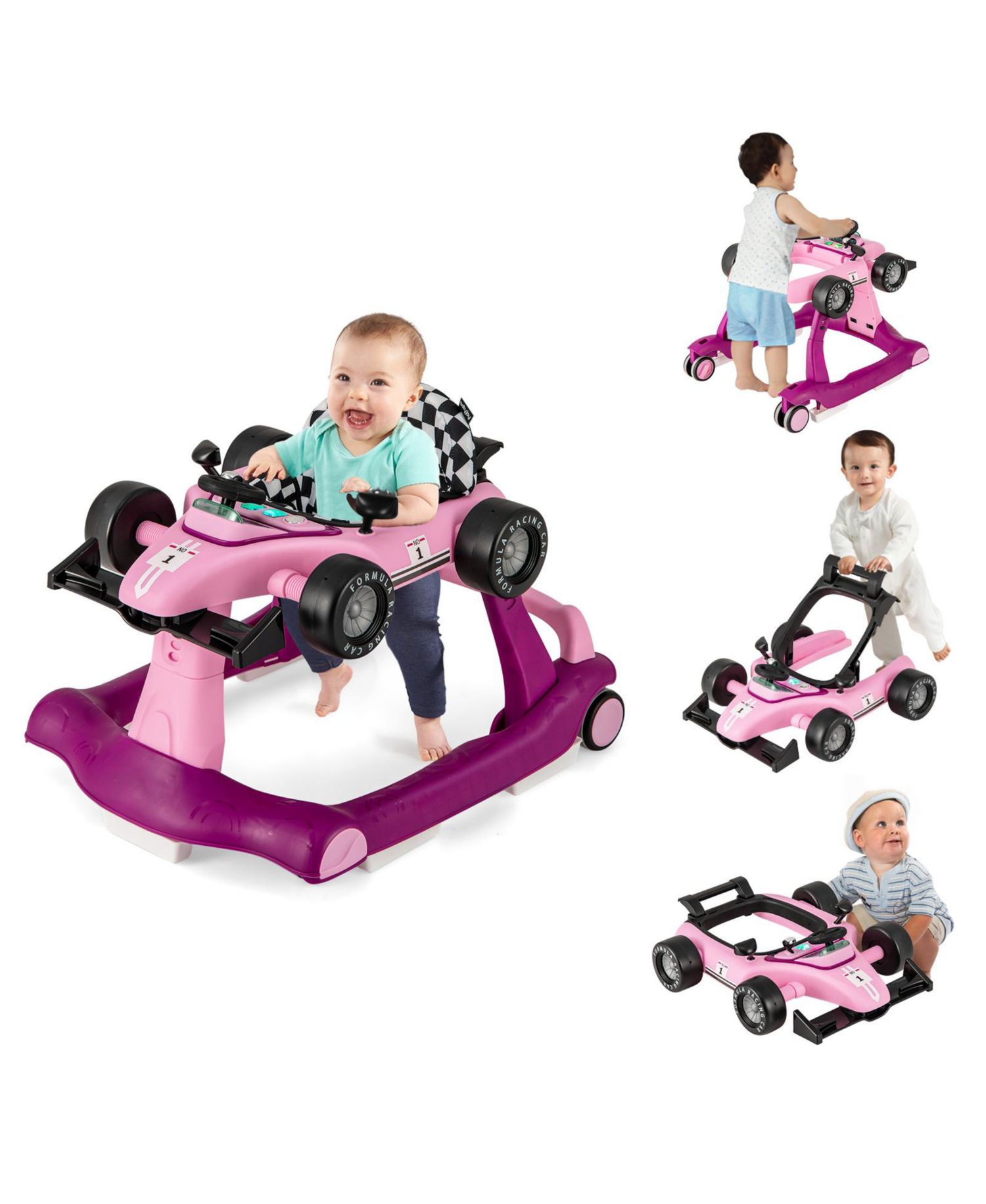 4 in 1 Foldable Baby Activity Push Walker with Adjustable Height