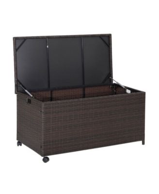 Outdoor Wicker Storage Box with Zippered Liner-50 Gallon