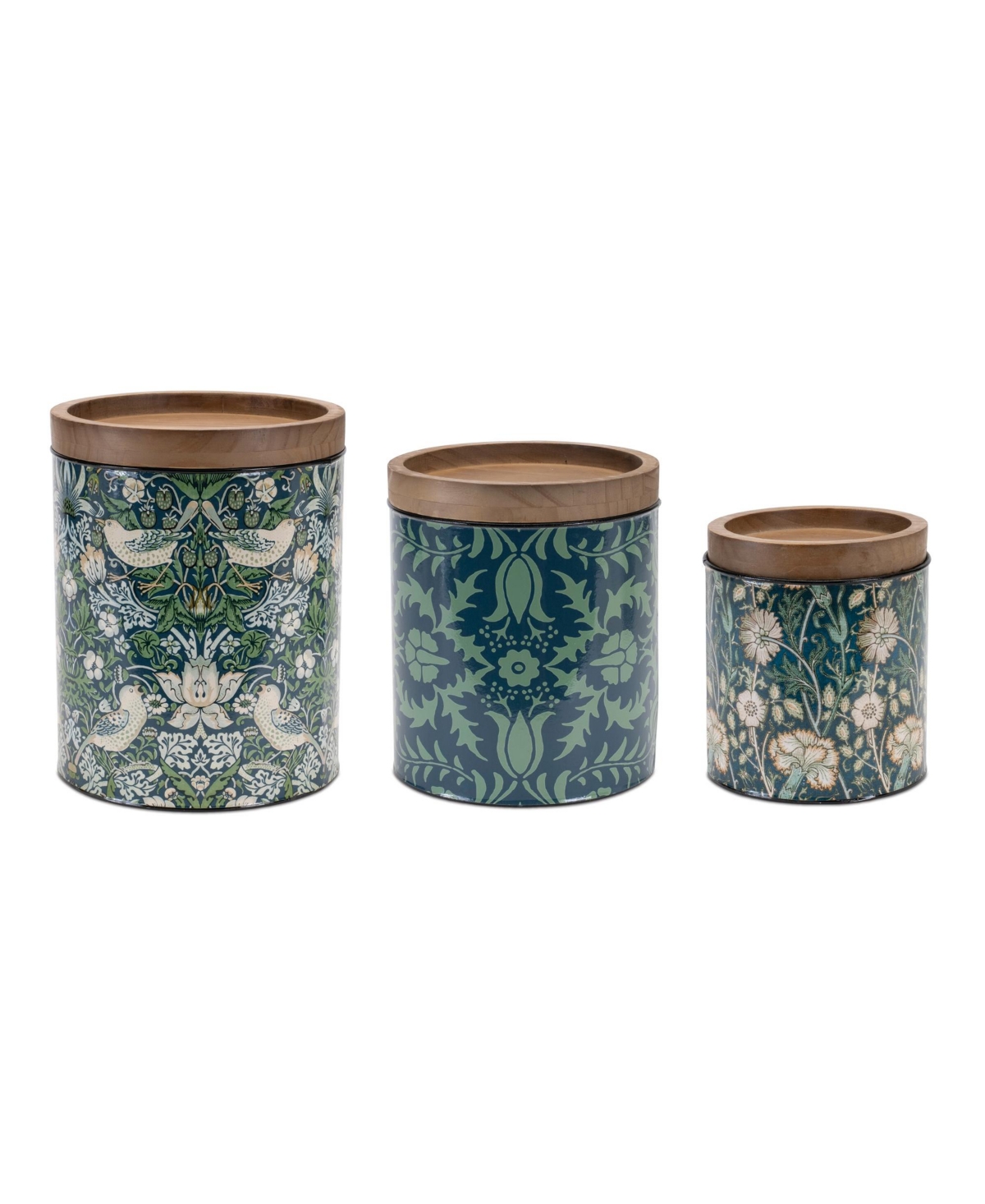 Set of 3 Kitchen Canisters Airtight Storage Containers for Food & Ingredients - Green, Beige