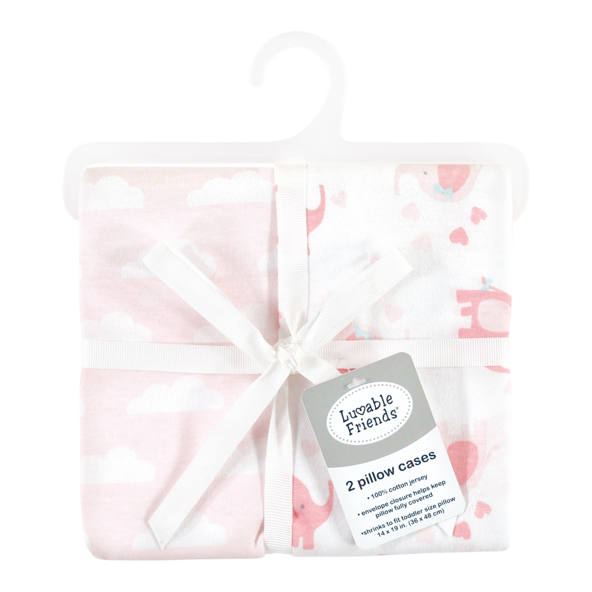 Luvable Friends Infant Girl Envelope Toddler Pillow Cases, Girl Basic Elephant, One Size