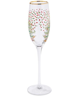 Christmas Tree Polka Dot Champagne Flutes, Set of 4