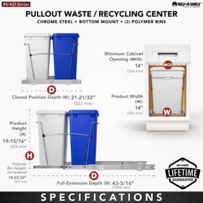 Double Pullout Trash Can 35 qt. for Kitchen, RV-18KD-11RC-S