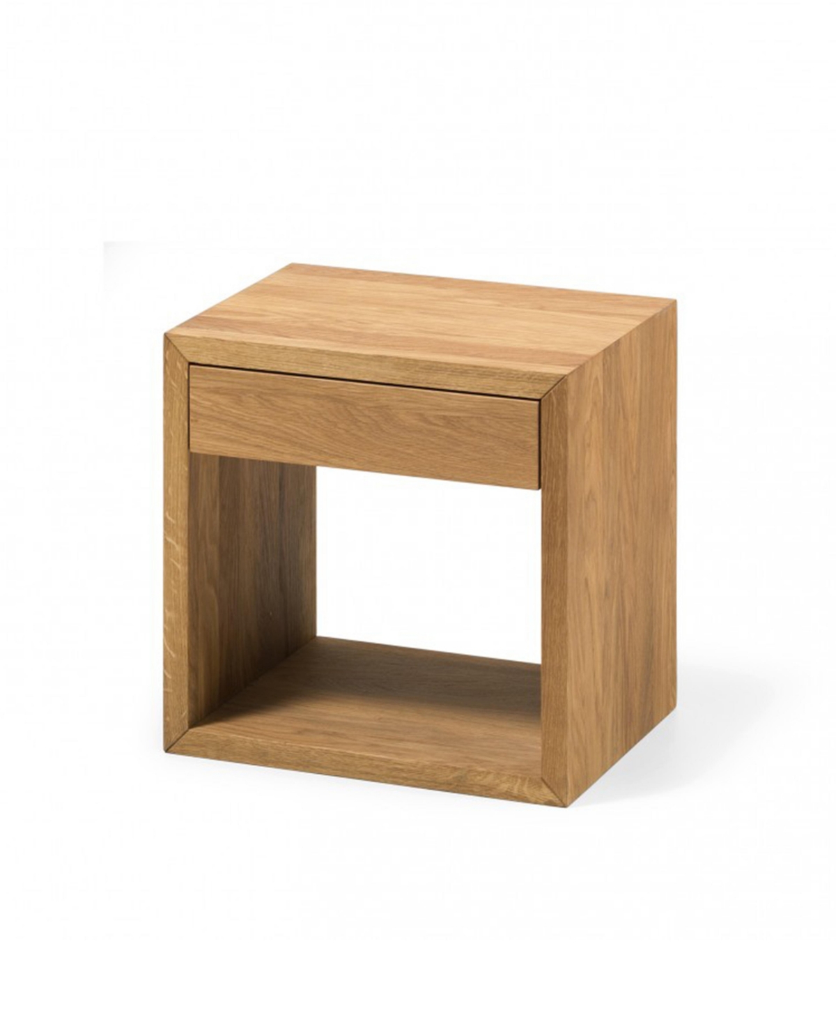 Woodek Solid Oak Nightstand With Drawer Medium, Unfinished Oak - Bedside Table For Bedroom