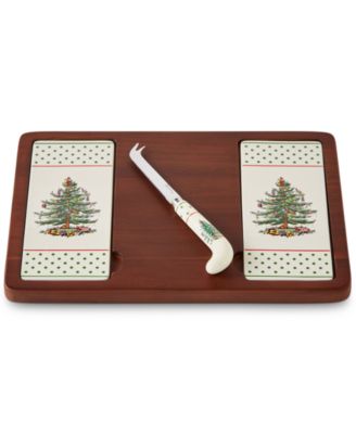 Christmas Tree Polka Dot Cheese Board & Knife Set