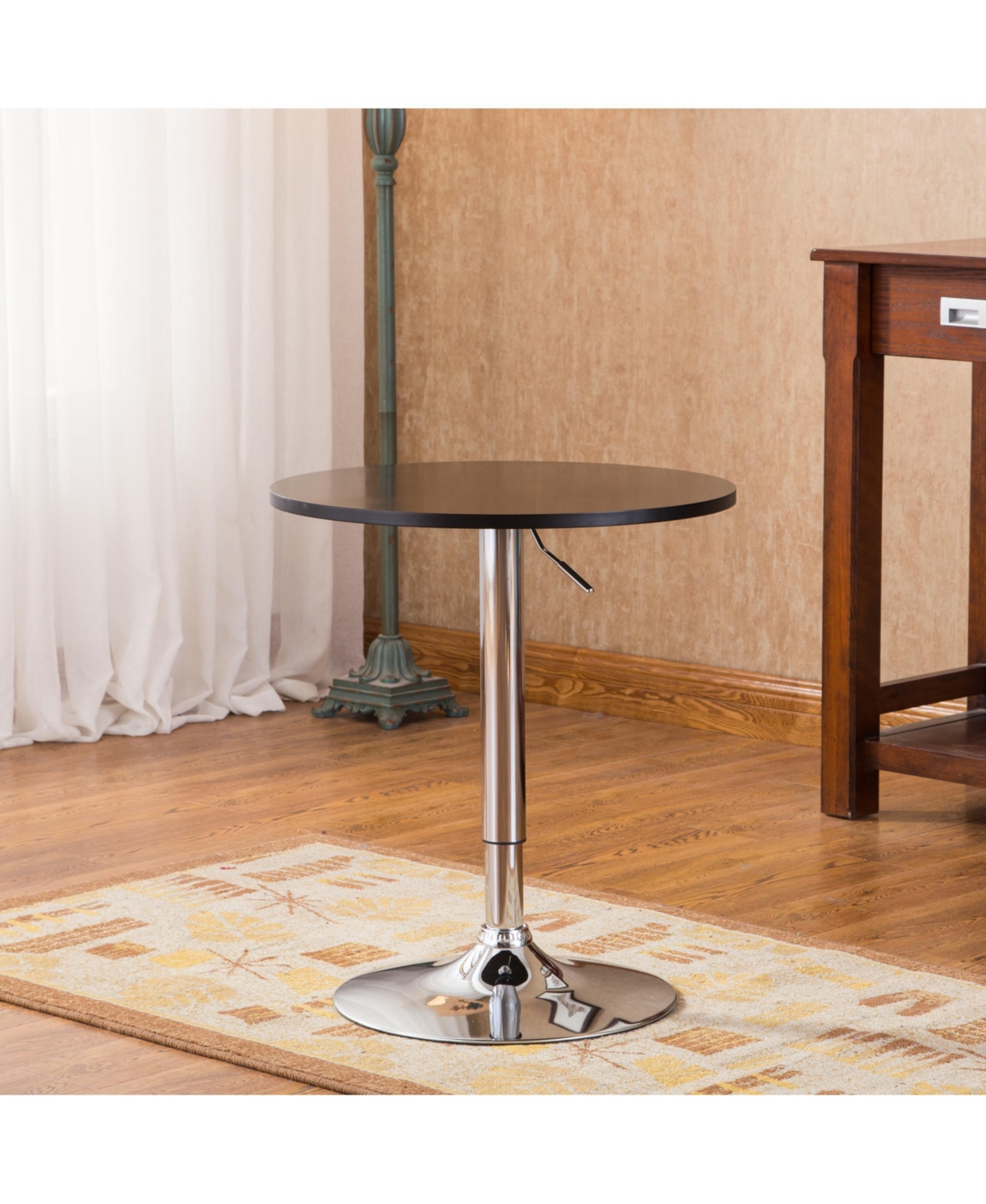 Streamdale Furniture Adjustable Wood and Metal Bar Table in Black