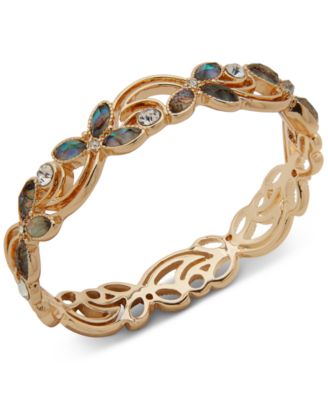 Anne Klein - Gold-Tone Blue Abalone Floral Hinge Boxed Bracelet