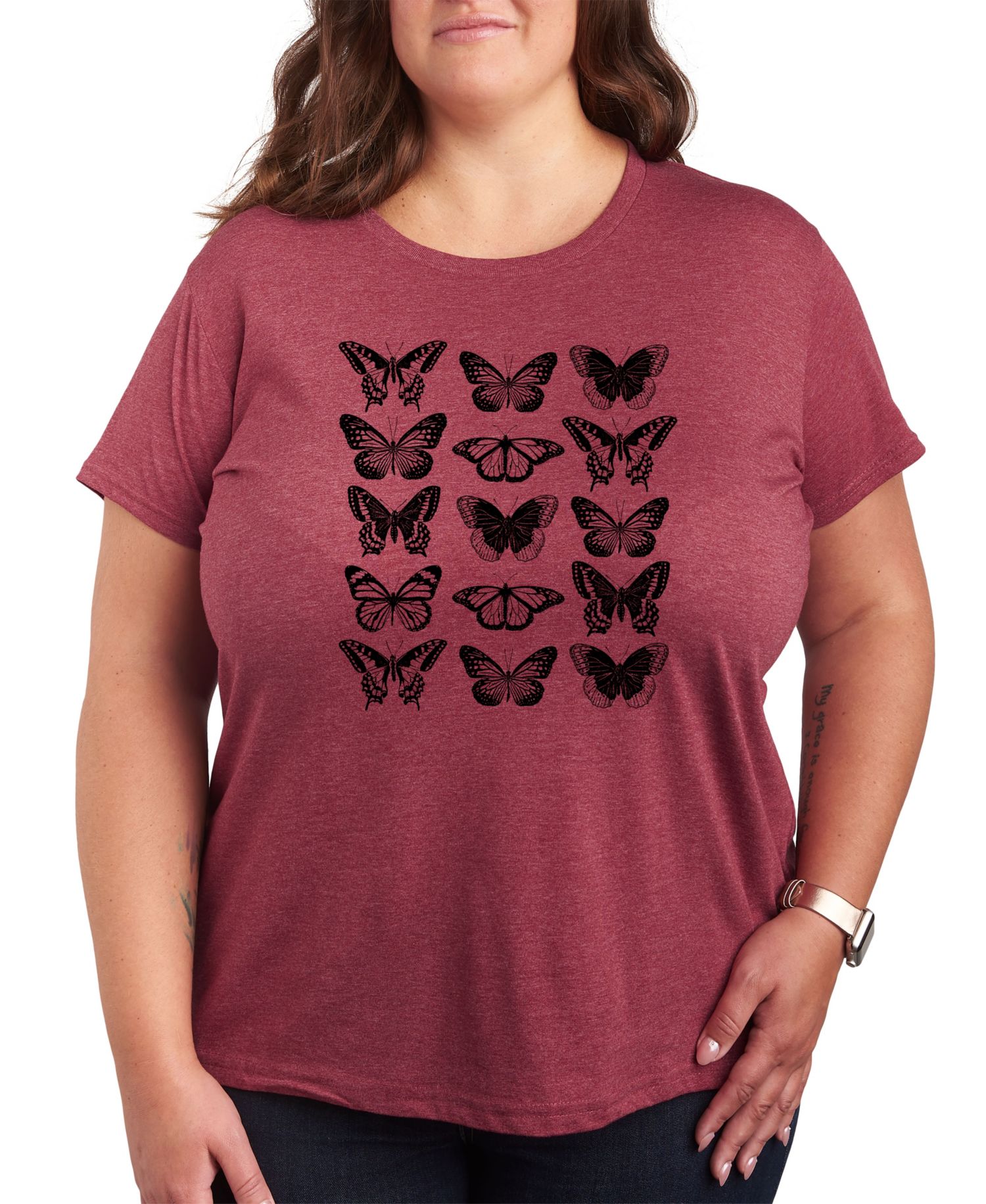 Butterfly Grid Plus Size Graphic Tee