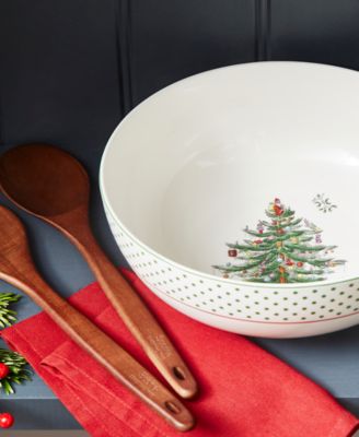 Christmas Tree Serving Bowl & Wooden Servers