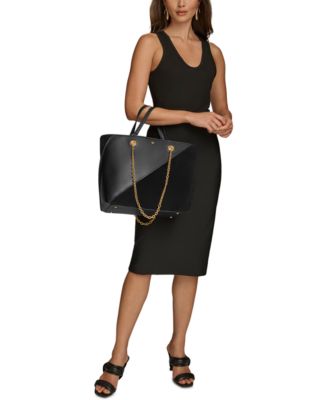 Setauket Leather & Suede Tote with Chain Strap