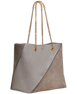 Setauket Leather & Suede Tote with Chain Strap