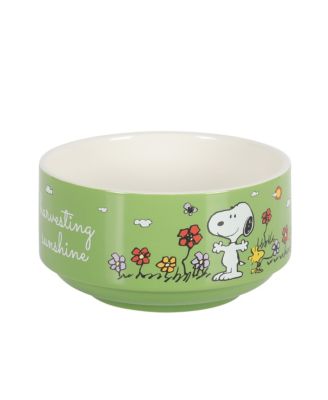 Snoopy 4 Pack Stackable 5.5" Decorate Stoneware Bowl Set