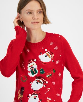 Women's Santa Surprise Sequined Sweater