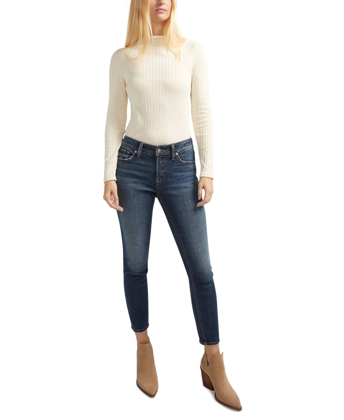 Silver Jeans Co. Women's Elyse Mid-Rise Comfort-Fit Skinny Jeans