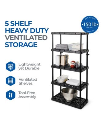 5 Shelf Knect-A-Shelf Ventilated Heavy Duty Storage Unit, Black