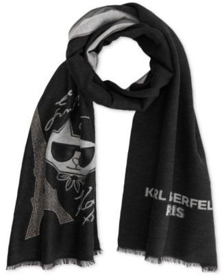 KARL LAGERFELD PARIS Women's Embellished Scarf - Macy's