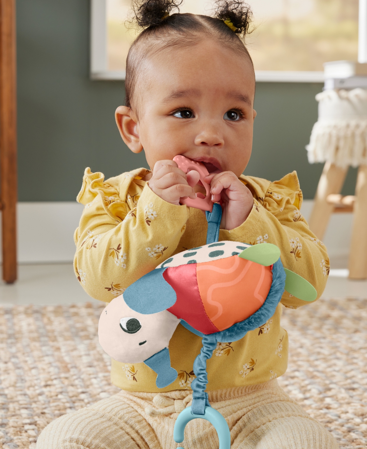 Planet Friends Sea Me Bounce Turtle Baby Stroller Toy with Sensory Details - Multi-Color