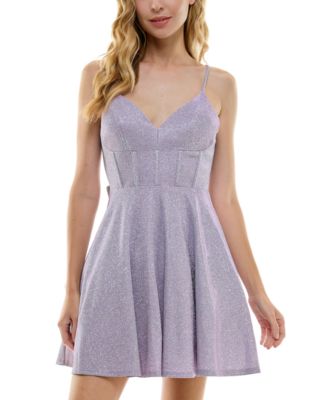 City Studios - Juniors' Glitter Bow Sleeveless Fit & Flare Dress