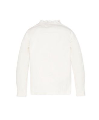 Girls Organic Long Sleeve Mock Neck Sweater with Gold Buttons