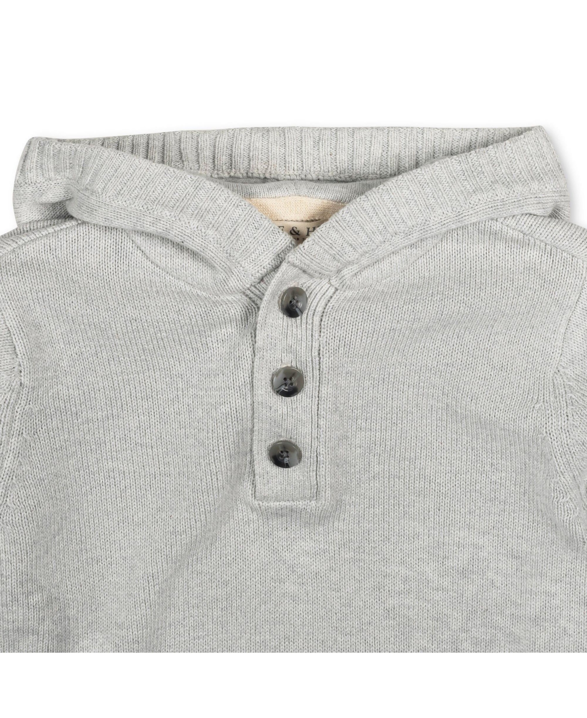 Hope & Henry Boys Organic Long Sleeve Henley Sweater Hoodie