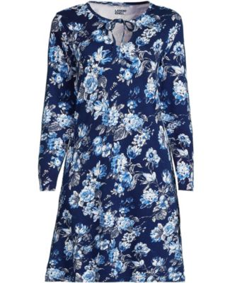 Plus Size Cotton Interlock Long Sleeve Above the Knee Nightgown