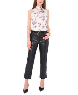 Women's Sleeveless Mesh Mock-Neck Top 