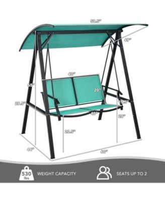 2 Person Patio Swing with Weather Resistant Glider and Adjustable Canopy