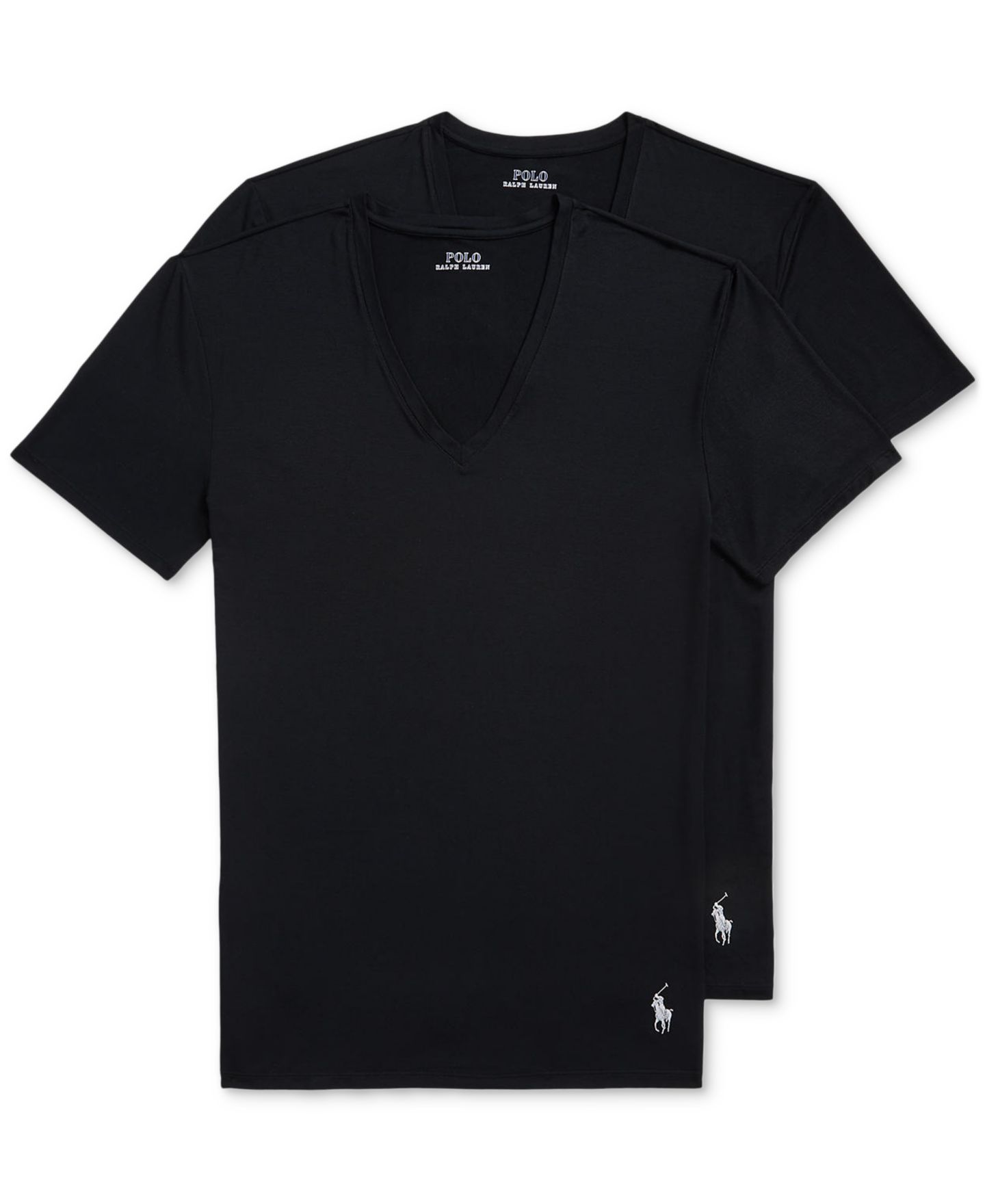 Мужские футболки Polo Ralph Lauren 2-Pack Perfect Flex V-Neck T-Shirts, цвет: Чёрный — фото 1