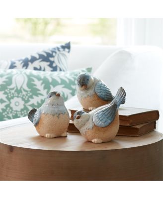 Set of 3 Decorative Bird Figurines Elegant Home Decor Accents