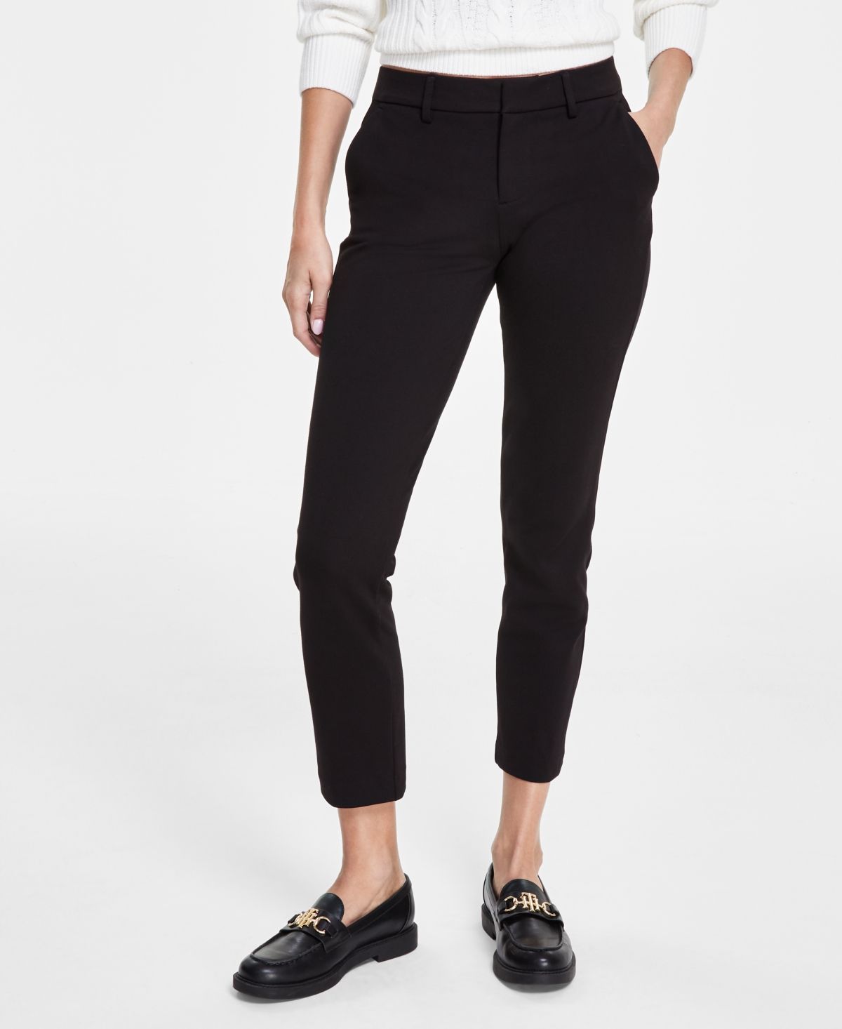 Women's Th Flex Straight-Leg Ankle Ponte Pants - Black