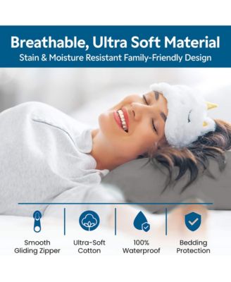  Queen Size Waterproof Pillow Protector with Zipper (4 Pack)