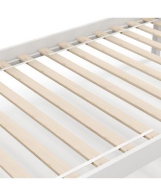 Solid Wood Twin Over Twin Bunk Bed Frame with High Guardrails and Integrated Ladder