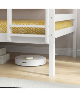 Solid Wood Twin Over Twin Bunk Bed Frame with High Guardrails and Integrated Ladder