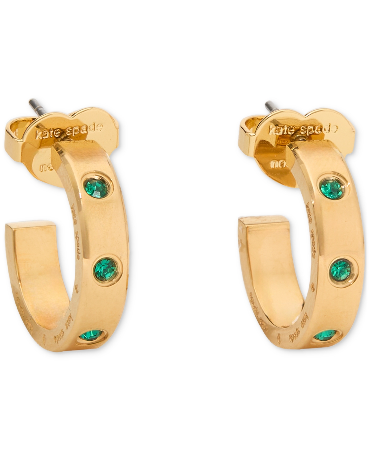 Kate Spade New York Gold-Tone Stainless Steel Small Color Pave Huggie Hoop Earrings, 0.68